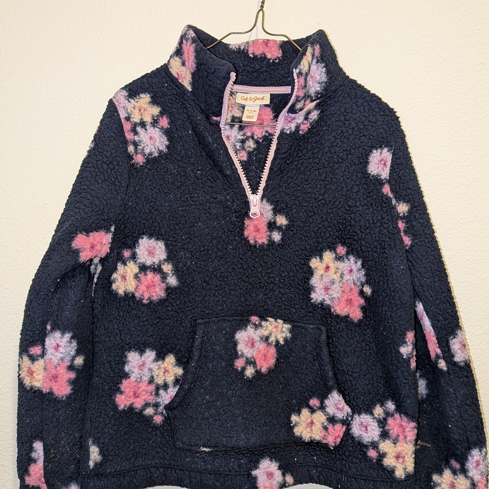 Cat & Jack Black Fleece with Pink Floral Design